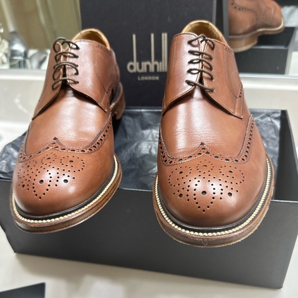 😀SOLD😀 Dunhill Men’s Formal Brown Wing Tip Shoes Sz. 8.5 - Picture 6 of 14